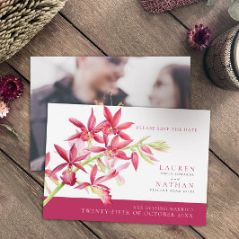 Rote Orchidee Blume Aquarell Foto Hochzeit Save The Date