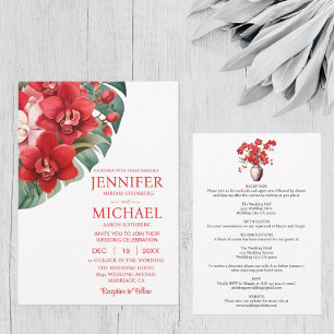 Rote Orchideen Winter Sommer Hochzeitseinladungen Einladung
