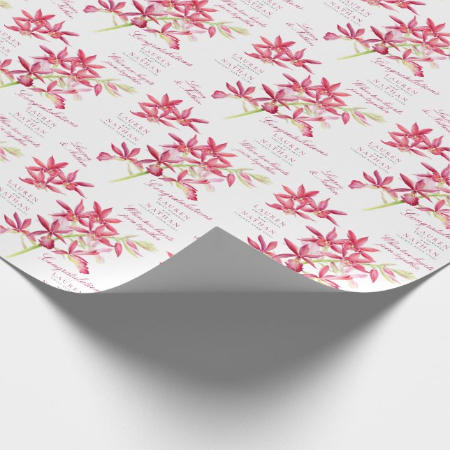 Rote Orchideenhochzeit der botanischen Blume Geschenkpapier (Ecke)