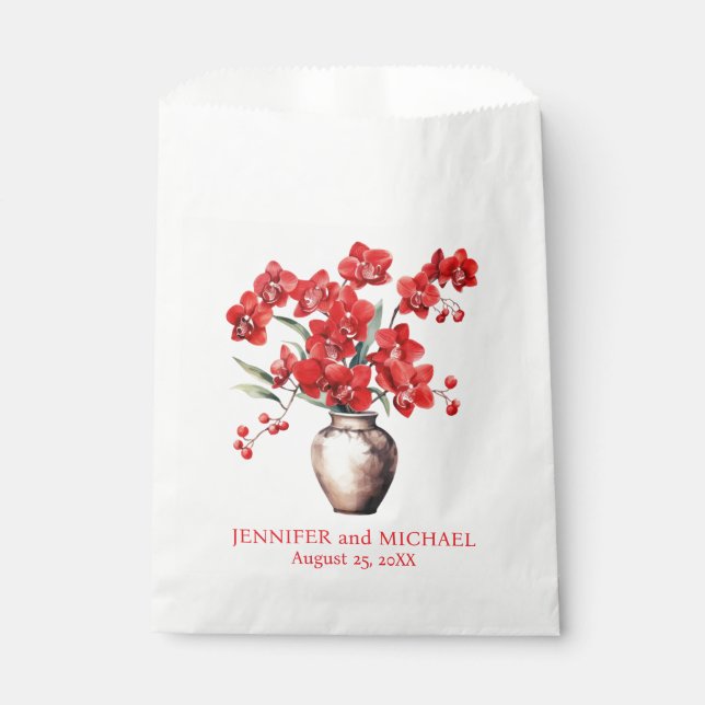 Rote Orchids Blume Blumenhochzeit Geschenktütchen (Vorderseite)