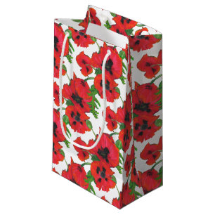 Rote Orientalische Poppies floral auf weiß, um sic Kleine Geschenktüte