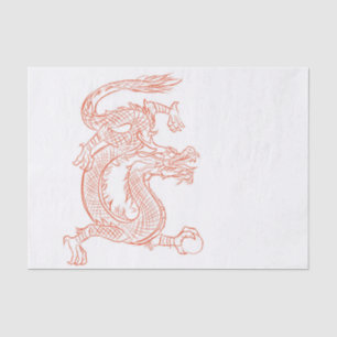 Rote orientalische skizzierte Drache-Kunst Seidenpapier
