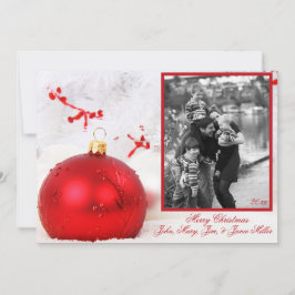 Rote Ornament White Tree Foto-Karte Feiertagskarte