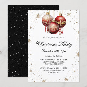Rote Ornamente Elegantes Schwarzes Party Einladung