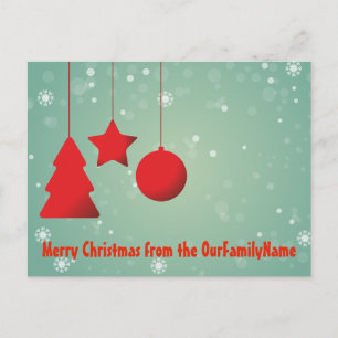 Rote Ornamente Weihnachten Anpassen Postkarte