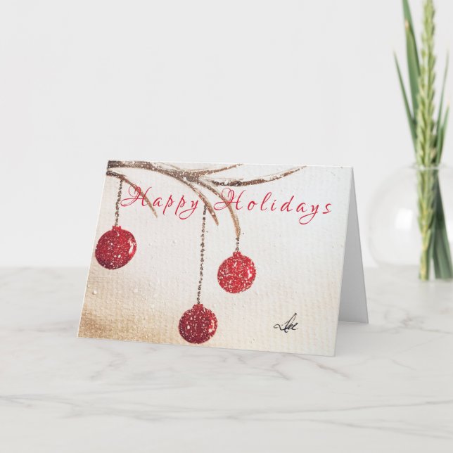 Rote Ornamente Weihnachtskarte Karte (Vorderseite)
