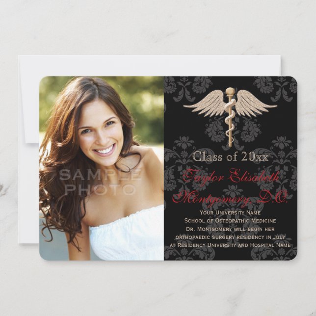 Rote Osteopathische Medizin DO Schule Abschluss Einladung (Vorderseite)