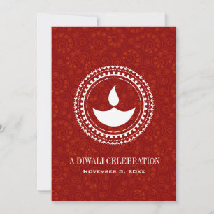 Rote Paisley Diwali Einladung