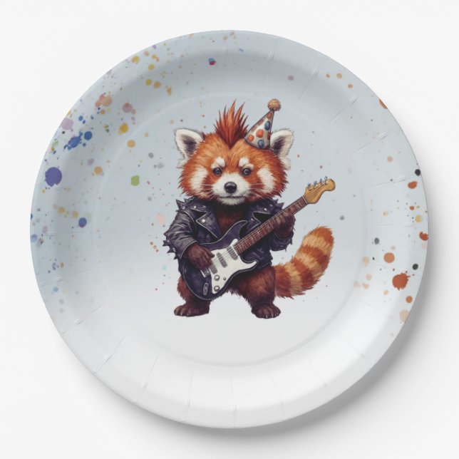 Rote Panda Rocker Geburtstagsplatten Pappteller (Vorderseite)