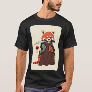 Rote Panda-Samurai-Koi-Tätowierung im Illustration T-Shirt