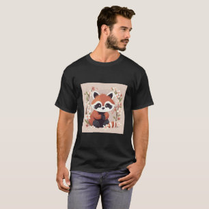Rote Panda- und Kirschblüten-Illustration Süße Wa T-Shirt