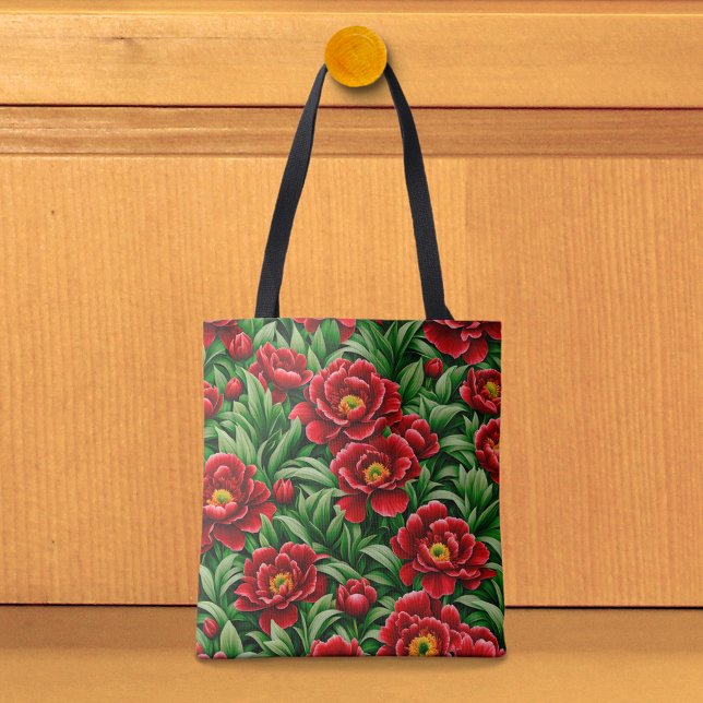 Rote Päonien-Tasche (Tote bag with red peonies)