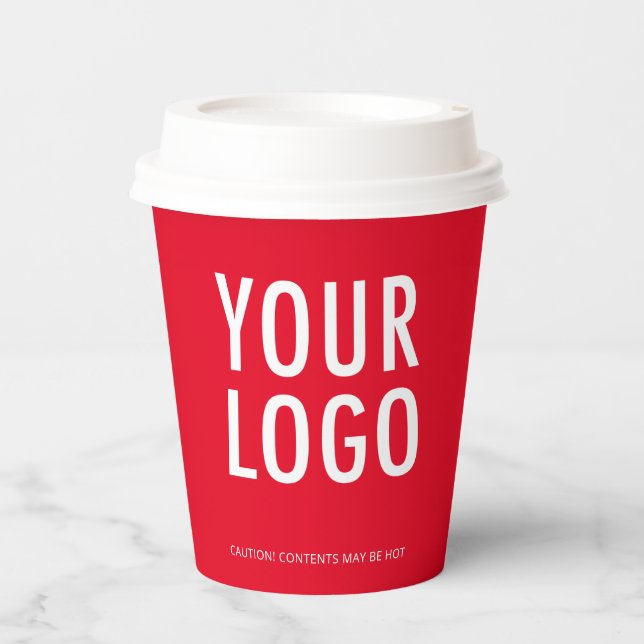 Rote Papier-Kaffeebecher mit Deckeln Geschäft-Logo Pappbecher (Vorderseite)