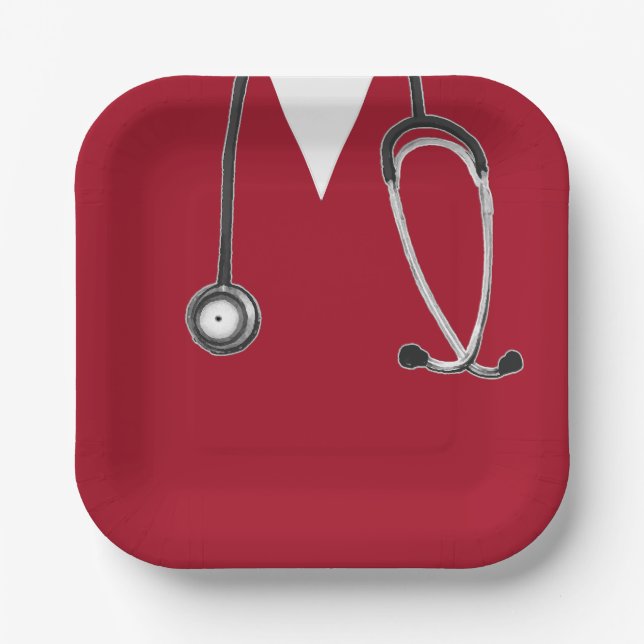 Rote Papiertafel für den Abschluss der Krankenpfle Pappteller (Vorderseite)