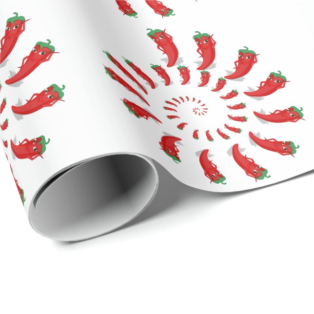 Rote Paprika-Diva Spirale groß Geschenkpapier (Rolleneckpunkt)