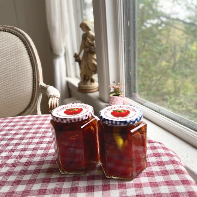 Rote Paprikaschoten in Knoblauch und Olivenöl Runder Aufkleber (Von Creator hochgeladen)