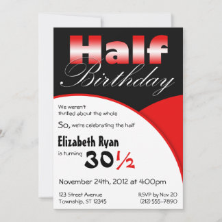 Rote Party Einladungen zum halben Geburtstag
