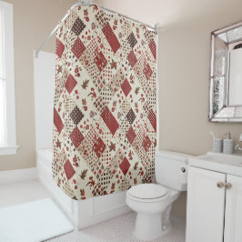 Rote Patchworkdecke Rustikal Floral Retro Duschvorhang