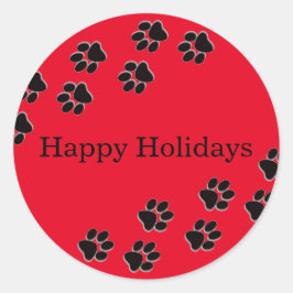 Rote Paw-Prints - Circle Aufkleber