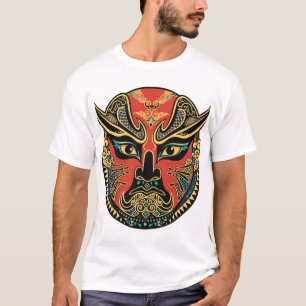 Rote Peking-Oper-Maske Chinesische Theaterkunst T- T-Shirt