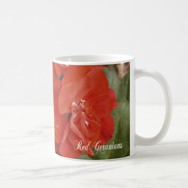 Rote Pelargoniekaffee-Tasse Kaffeetasse (Rechts)