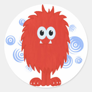 Rote Pelzmonster-Aufkleber Runder Aufkleber