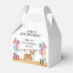 Rote Pembroke Welsh Corgi Pastell-Geburtstags-Dank Geschenkschachtel