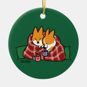 Rote PembrokeSnugglecorgi-Verzierung Keramik Ornament