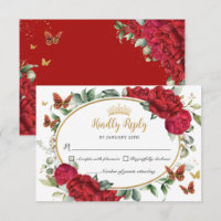 Rote Peonies Blume Butterfets Quinceañera