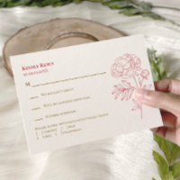 Rote Peony Line Zeichnend Einladung zur Hochzeit,