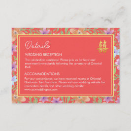 Rote Peranakan Blumenzwiebeln Chinesische Hochzeit Begleitkarte