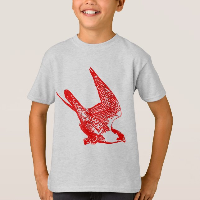 Rote Peregrine Falcon Sketch T-Shirt (Vorderseite)