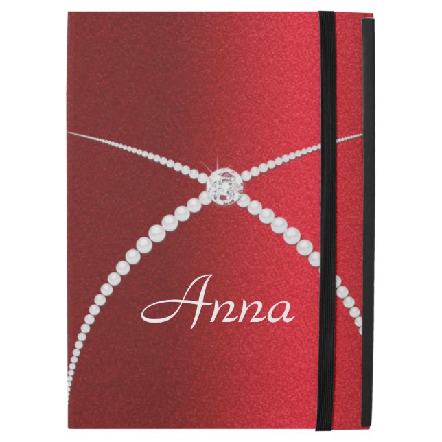 Rote Perle mit Monogramm (Vorderseite Geschlossen)