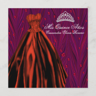 Rote Perlen Rotes Kleid Purpurrote Quinceanera Einladung