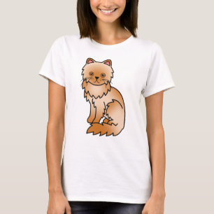 Rote persische süße Cartoon-Katzen-Illustration T-Shirt