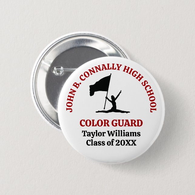 Rote personalisierte Farbgarde der High School Button (Vorne & Hinten)