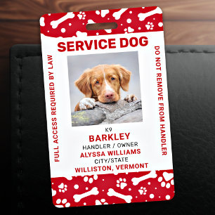 Rote personalisierte Pfotenabdrücke Servicehund Fo Ausweis