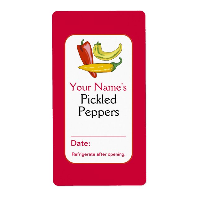 Rote Personalisierte Pickle-Etiketten für Jars-Pap (Vorne)