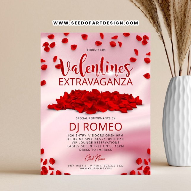 Rote Petals Rosa Valentinstag Extravaganza-Ereigni Flyer (Von Creator hochgeladen)