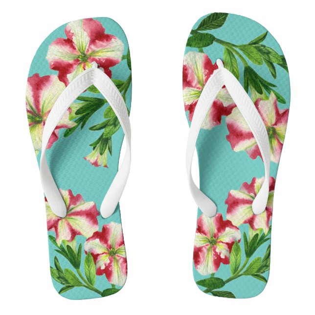 Rote Petunias Rotes Türkisches Grundwasser Flip Flops (Fußbett)