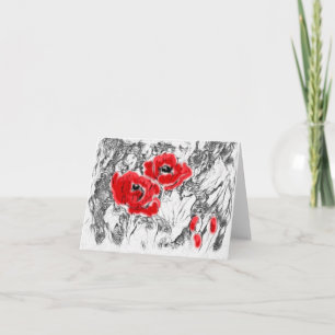 Rote Pfeffer, handgezeichnet, Blume, Blüten Karte