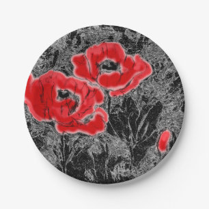 Rote Pfeffer, handgezeichnet, Blume, Blüten Pappteller