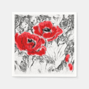 Rote Pfeffer, handgezeichnet, Blume, Blüten Serviette