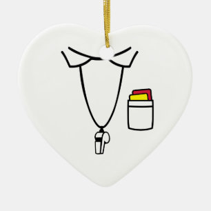 Rote Pfeife der gelben Karte des Referenten Keramikornament