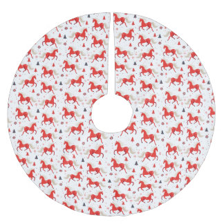 Rote Pferde Design Polyester Weihnachtsbaumdecke