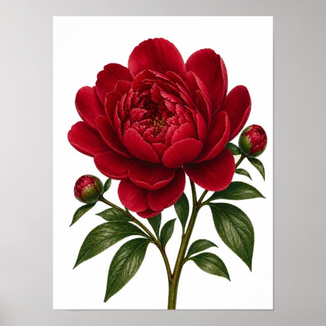 Rote Pfingstrosenblume Vorderansicht Poster (Vorne)