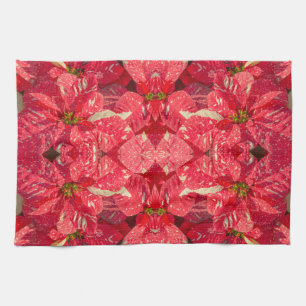 Rote Pflanze Poinsettia Blume Geschirrtuch