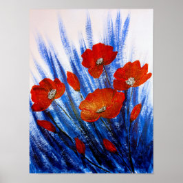 Rote Pflaumen im blauen Gras Poster