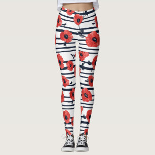 Rote Pflaumen mit blauen Blätter und gestreiftes M Leggings