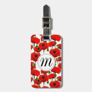Rote Pflaumen Muster und Monogramm Gepäckanhänger